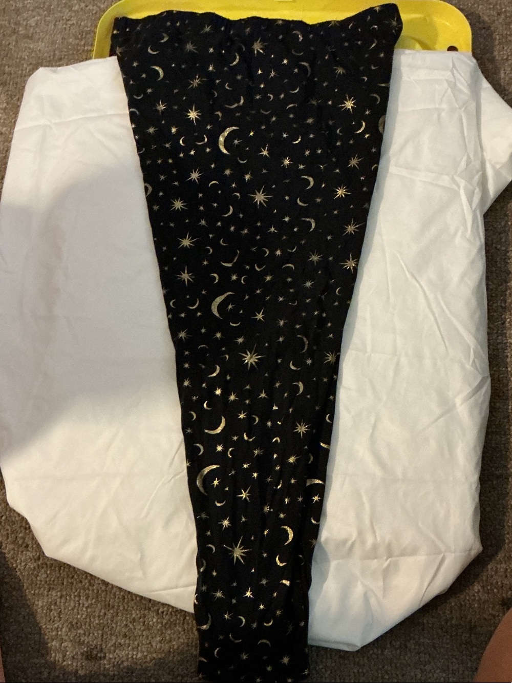 No Boundaries Black Leggings with Gold Moon & Star Print